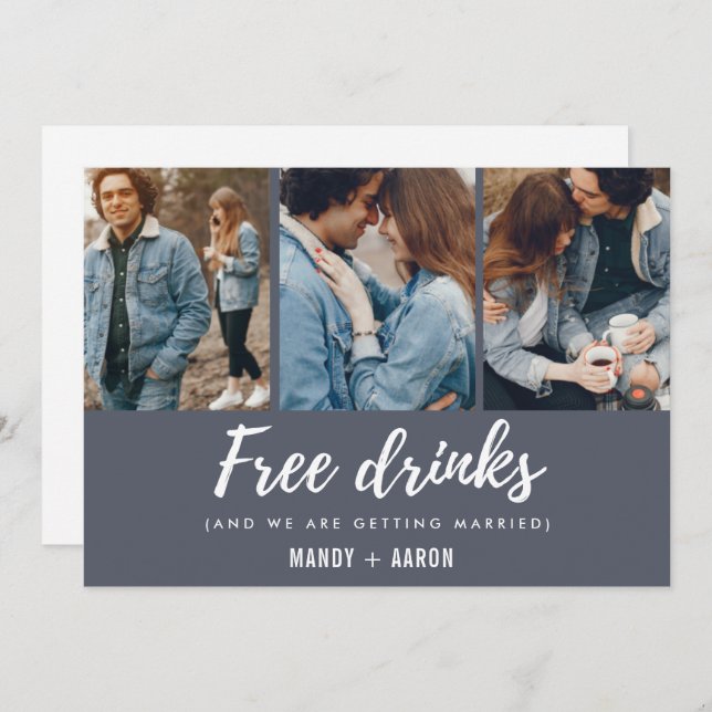 Free Drinks Script Foto Hochzeit speichern Sie das Save The Date (Vorne/Hinten)