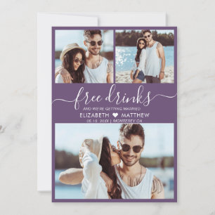 Free Drinks Script Lila 3 Foto Collage Wedding Save The Date