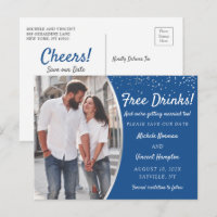 Free Drinks Silver Blue Foto Save the Date Lässig