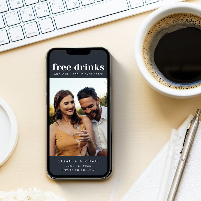 Free Drinks Wedding Foto Save the Date digital (Free Drinks Wedding Photo Digital Save the Date)