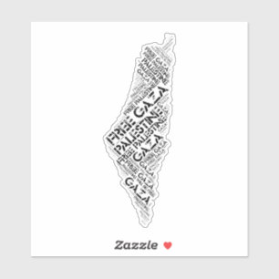 Free Gaza Free Palestine Map Cloud Word Aufkleber
