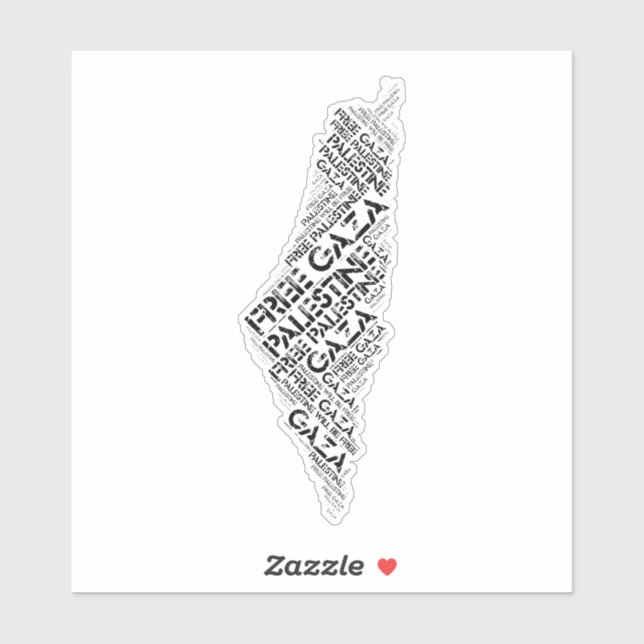 Free Gaza Free Palestine Map Cloud Word Aufkleber (Blatt)