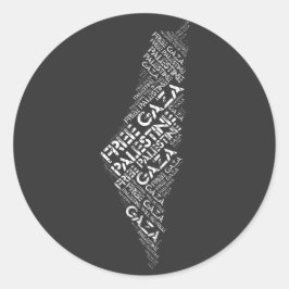 Free Gaza Free Palestine Map Cloud Word Runder Aufkleber