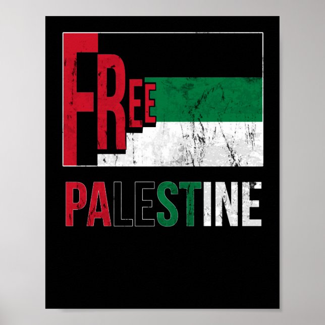 Free Gaza Palestine Flag Arabic Poster (Vorne)