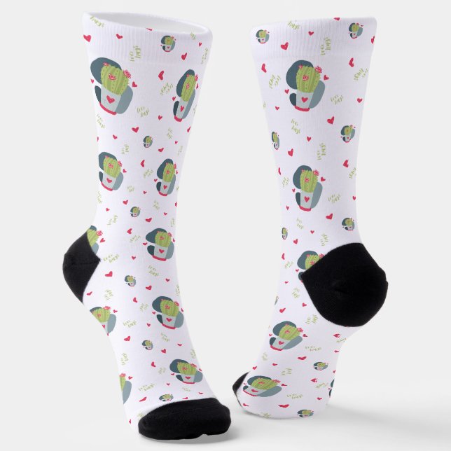 Free Hugs and Hearts Cactus Socks Socken (Gewinkelt)