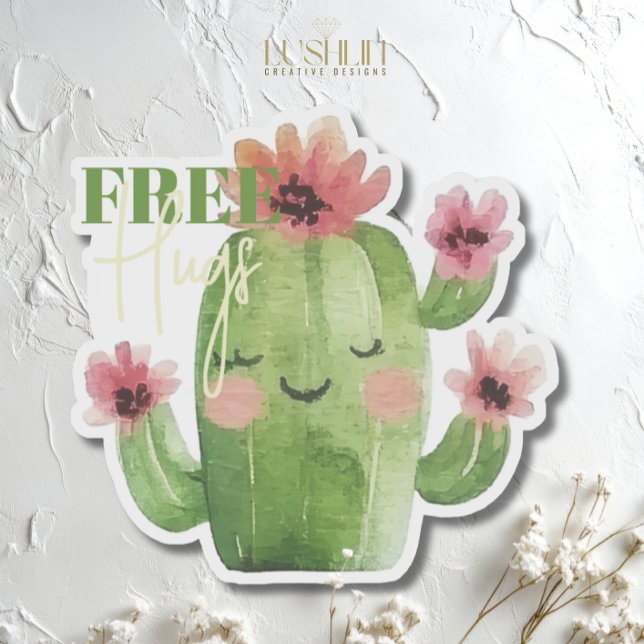 Free Hugs Cactus - Niedliche Pflanze Aufkleber (Von Creator hochgeladen)