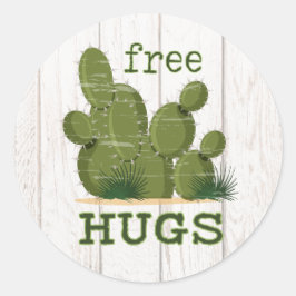 Free Hugs Cactus Runder Aufkleber