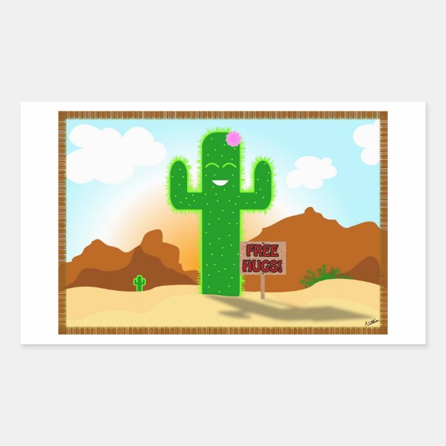 Free Hugs Cactus Stickers (Vorderseite)