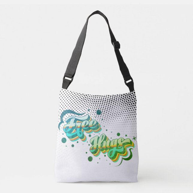 Free Hugs - Deluxe Cheeky Green Dots Mix Edition Tragetaschen Mit Langen Trägern (Vorderseite)