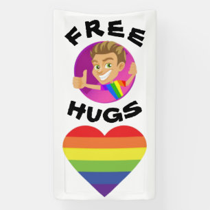 Free Hugs Gay Pride Banner