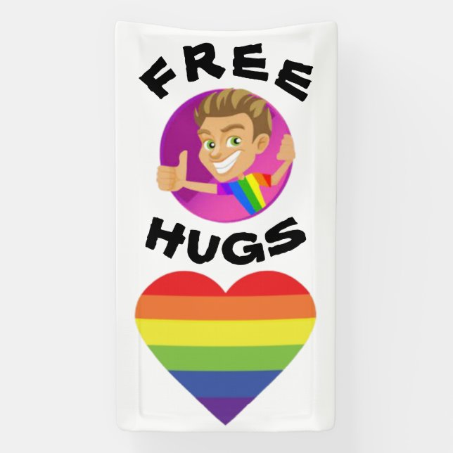 Free Hugs Gay Pride Banner (Vertikal)