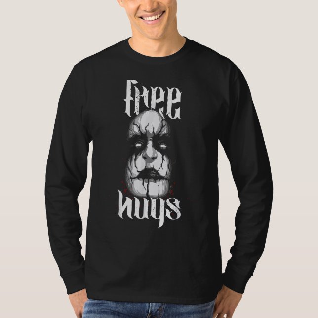 Free Hugs Halloween Creepy Mask Face Beängstigende T-Shirt (Vorderseite)