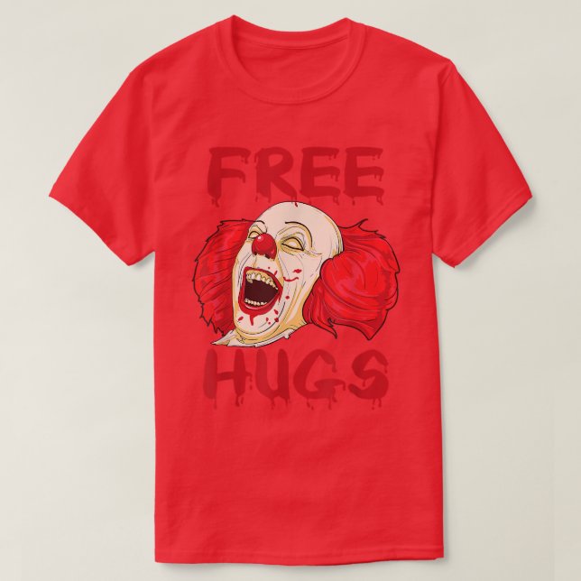Free Hugs Halloween Evil Killer Scary Clown Horror T-Shirt (Design vorne)