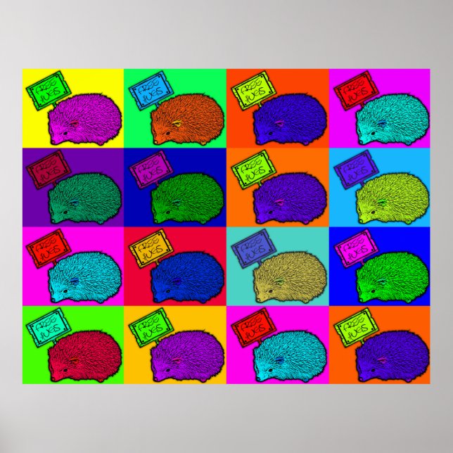 Free Hugs Igel Farbenfrohe Pop Poster (Vorne)