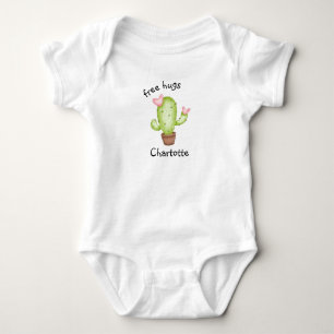 Free Hugs Individuelle Name Watercolor Cactus Baby Strampler