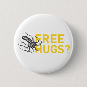Free hugs octopus button