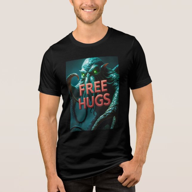 FREE HUGS (Sanity Optional) Cthulhu Eldritch Tri-Blend Shirt (Vorderseite)