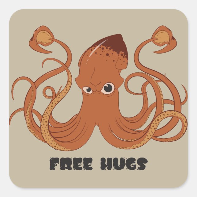 Free Hugs Tintenfisch Stickers (Vorderseite)