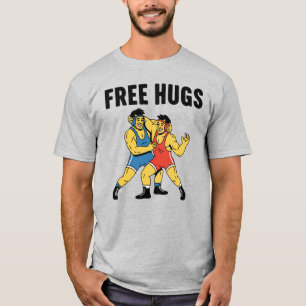 Free Hugs Wrestling Shirt Retro Wrestler Vater Ges