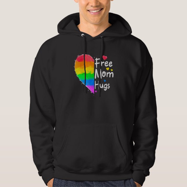 Free Mama Hugs Gay Pride Lgbt Daisy Rainbow Blume Hoodie (Vorderseite)