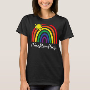 Free Mama Hugs Messy Bun Lgbt Pride Sun Rainbow Te T-Shirt