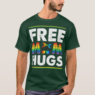 Free Mama Hugs Messy Bun Rainbow LGBT Pride Monat T-Shirt