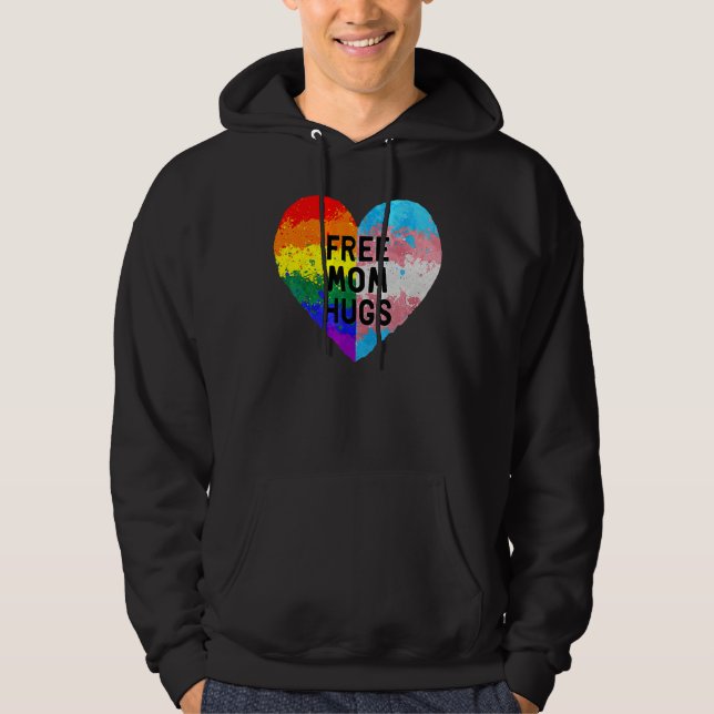 Free Mom Hugs Gay Pride Transgender Rainbow Flag Hoodie (Vorderseite)