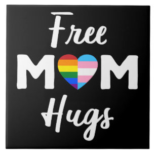 Free Mom Hugs II - Regenbogen Gay Trans Pride Fliese