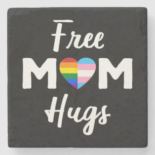 Free Mom Hugs II - Regenbogen Gay Trans Pride Steinuntersetzer