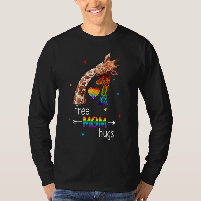 Free Mom Hugs  Rainbow Giraffe Heart Lgbt Pride Mo T-Shirt (Vorderseite)