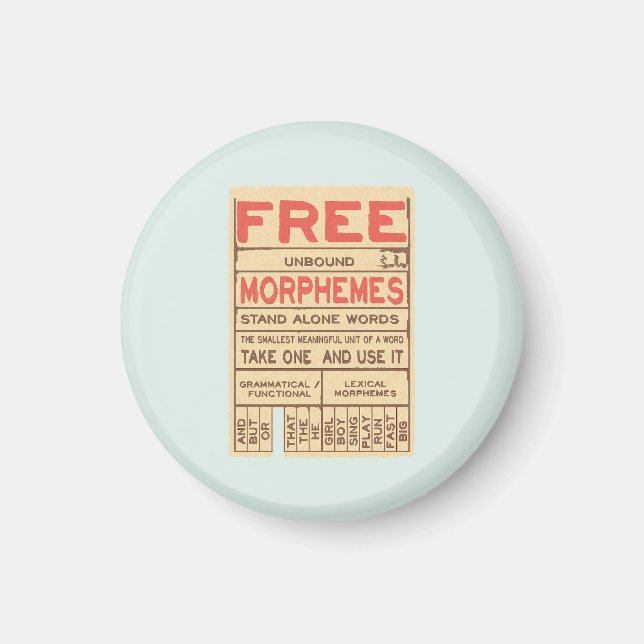 Free Morphemes Funny Grammar English Phonics Magnet (Vorne)