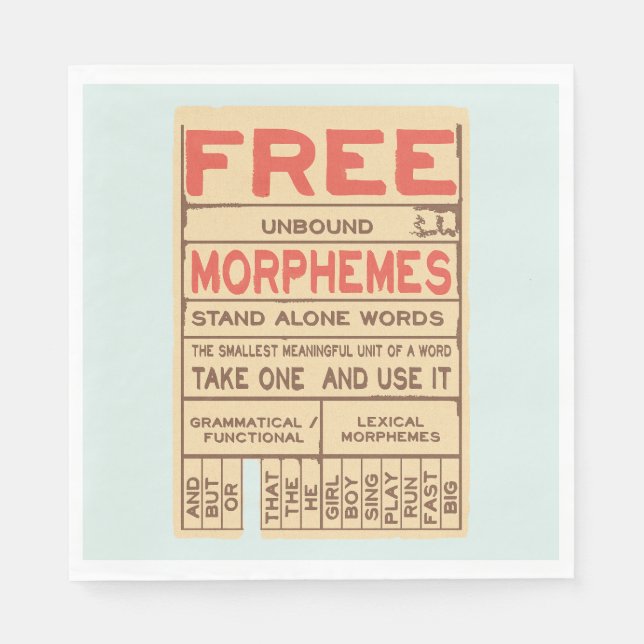 Free Morphemes Funny Grammar English Phonics Serviette (Vorderseite)