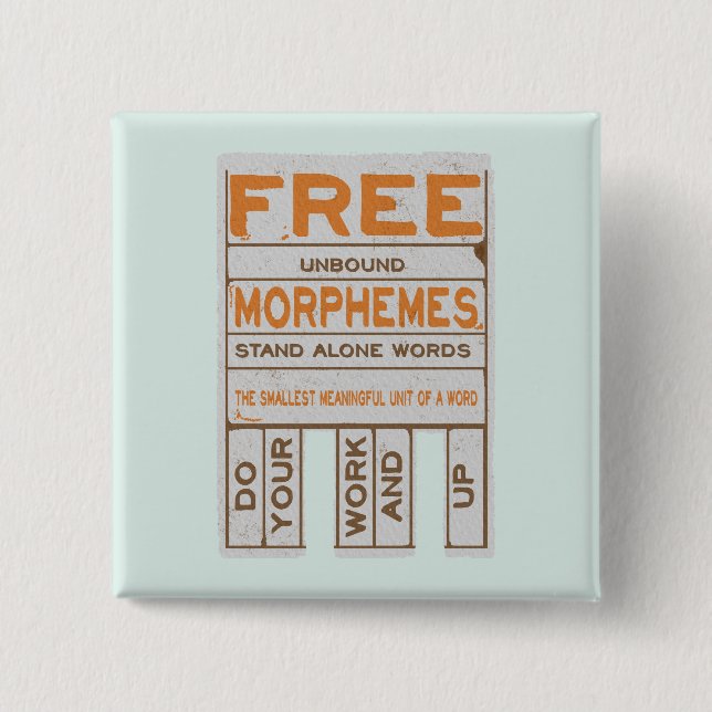 Free Morphemes witzige strukturierte Alphabetisier Button (Vorderseite)
