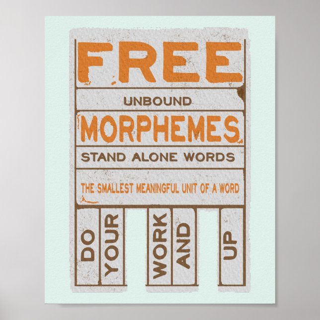 Free Morphemes witzige strukturierte Alphabetisier Poster (Vorne)