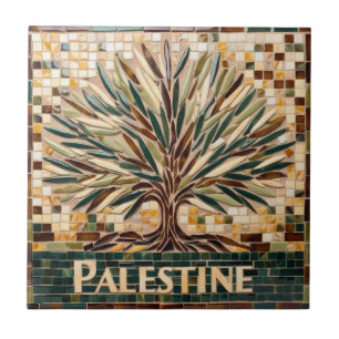 FREE PALÄSTINE Oliven Zweige Mosaik Keramik Fliese