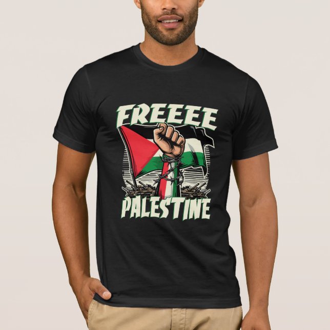 Free Palestine Black T - Shirt Design 2024 (Vorderseite)