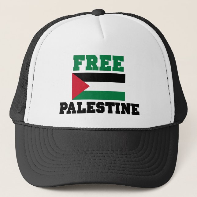 Free Palestine Button Truckerkappe (Vorderseite)
