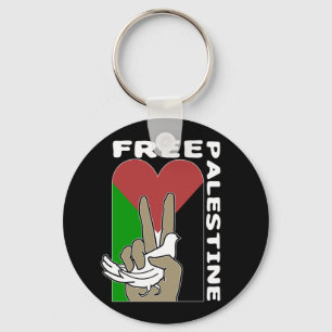 Free Palestine Dove Heart Peace Sign Black Schlüsselanhänger
