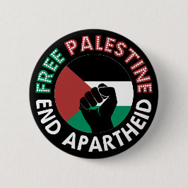 Free Palestine End Apartheid Flag Schwarz Button