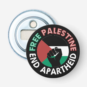 Free Palestine End Apartheid Flag Schwarz Flaschenöffner