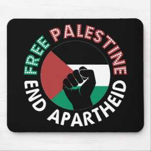 Free Palestine End Apartheid Flag Schwarz Mousepad