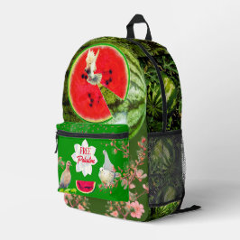Free Palestine Inspiration Watermelon Jasmine Hope Bedruckter Rucksack