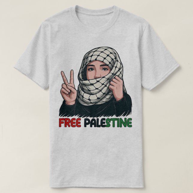 Free Palestine Keffiyeh Girl Peace Art Tee (Design vorne)