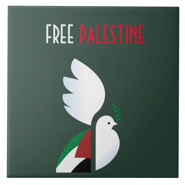 Free Palestine Keramik Tile - Politische Kunst Zuh Fliese (Vorderseite)