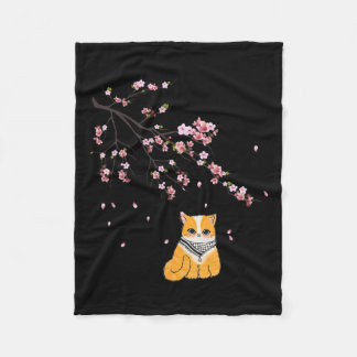 Free Palestine Niedlich Cat Cherry Blossom Sakura Fleecedecke