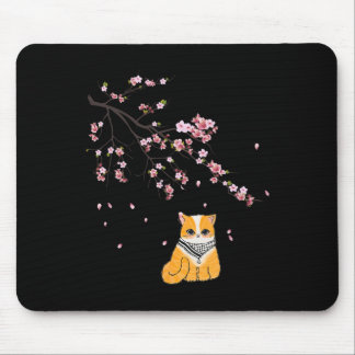 Free Palestine Niedlich Cat Cherry Blossom Sakura Mousepad