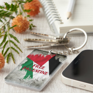 Free Palestine Paint Brush Style Torn Flag Schlüsselanhänger