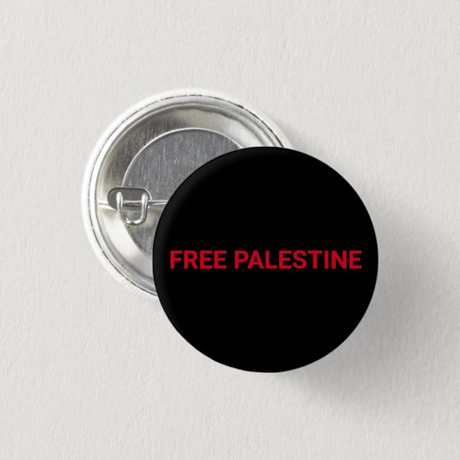 Free Palestine schwarz roter Zoll Text minimalisti Button (Vorne & Hinten)
