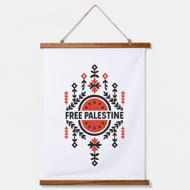 Free Palestine Wandteppich Mit Holzrahmen (Vorderseite)