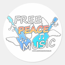 Free Peace Music Runder Aufkleber